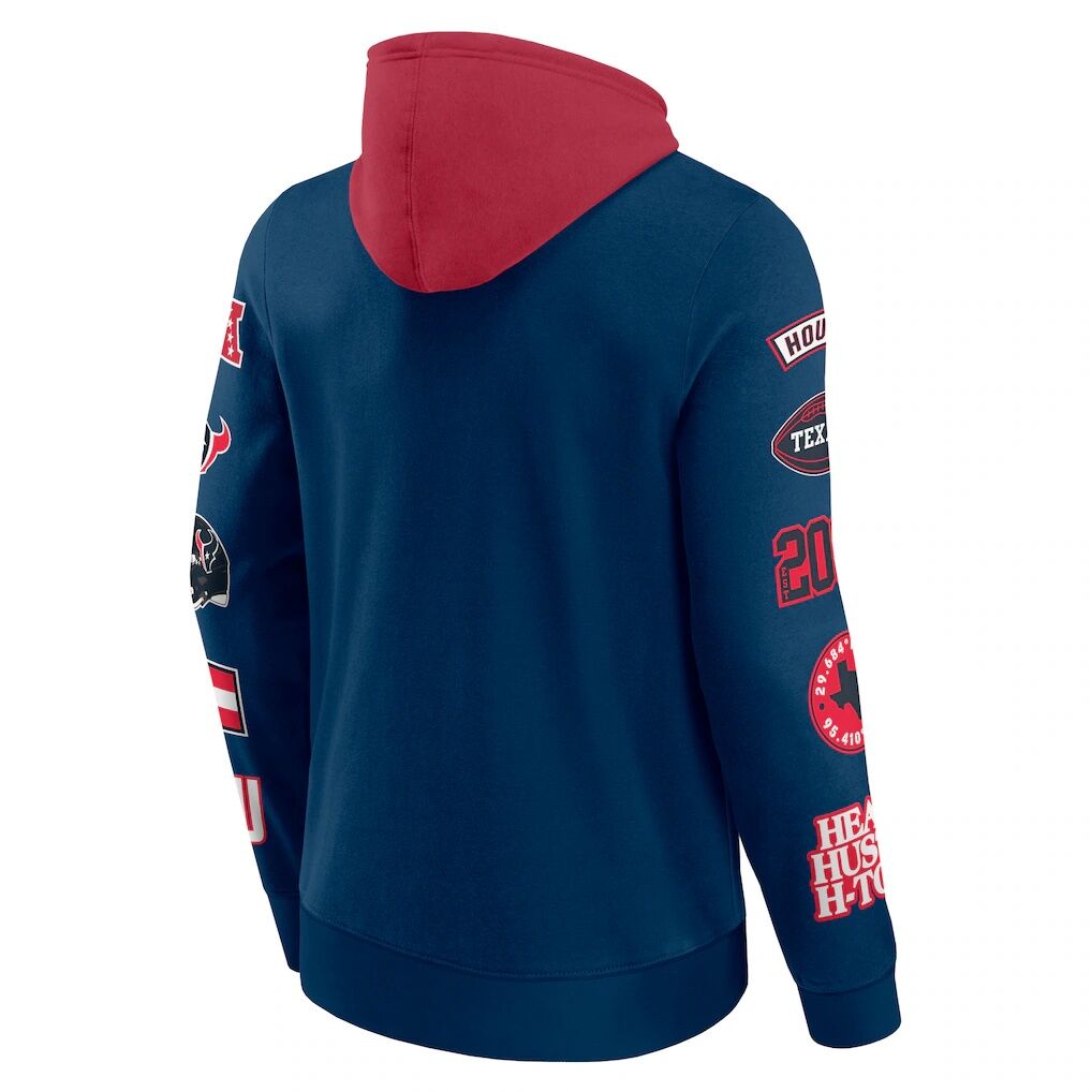 Houston Texans Fashion7  Patched Out Pullover Hoodie – Navy/Cardinal