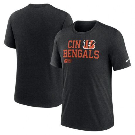 Cincinnati Bengals Nike Overlap Lockup Tri-Blend T-Shirt - Black - Front View