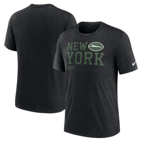New York Jets Nike Overlap Lockup Tri-Blend T-Shirt - Black - Front View