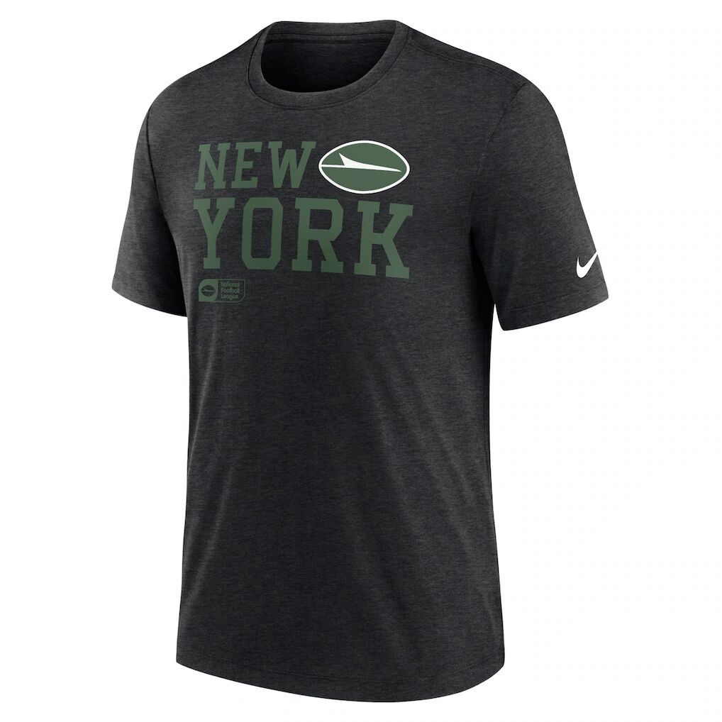 New York Jets Nike Overlap Lockup Tri-Blend T-Shirt