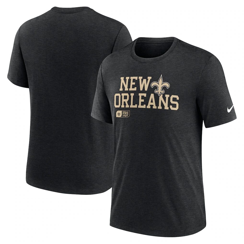 New Orleans Saints Nike Overlap Lockup Tri-Blend T-Shirt