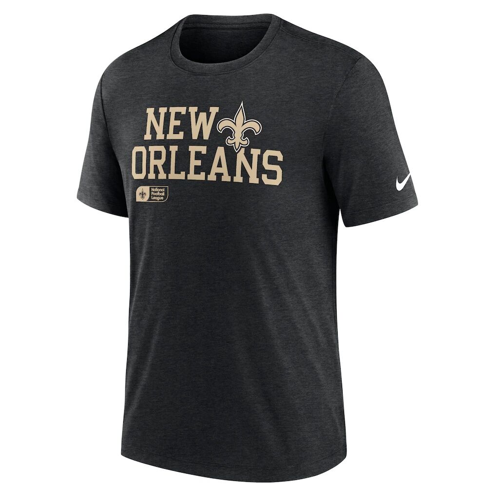 New Orleans Saints Nike Overlap Lockup Tri-Blend T-Shirt
