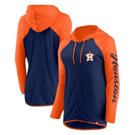 Houston Astros Fashion7 Women's Script Sleeve Full-Zip Hoodie - - Front View