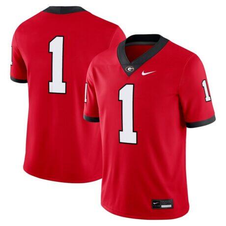 #1 Georgia Bulldogs Nike Game Jersey - Red - Front View