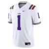 #1 LSU Tigers Nike Game Jersey - White - Side View