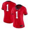 #1 Georgia Bulldogs Nike Women's Game Jersey - Red - Front View