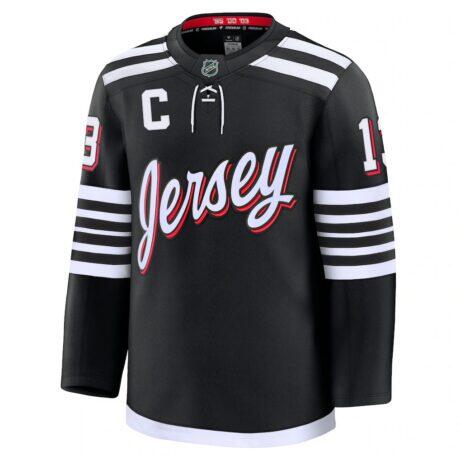 Nico Hischier New Jersey Devils Fashion7 Alternate Premium Jersey - Black - Front View