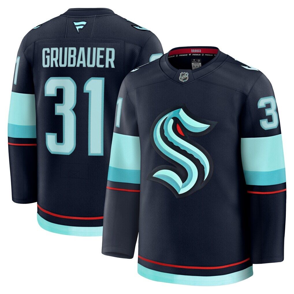 Philipp Grubauer Seattle Kraken Fashion7 Home Premium Jersey - Deep Sea Blue