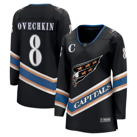 Alexander Ovechkin Washington Capitals Fashion7 Women's 50th Anniversary Breakaway Jersey - Black - Front View