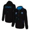 Charlotte FC Stadium Essentials Compete Quarter-Zip Hoodie Jacket - Black - Front View