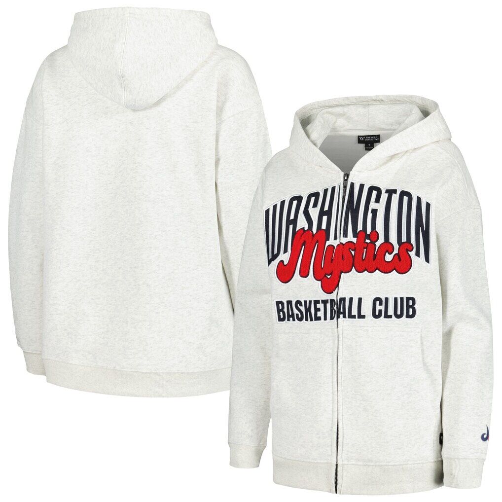 Washington Mystics The Wild Collective Women's Washed Full-Zip Hoodie - Heather Gray