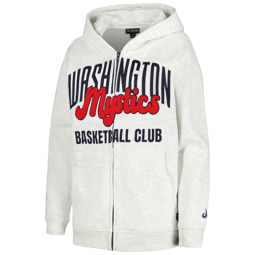 Washington Mystics The Wild Collective Women's Washed Full-Zip Hoodie - Heather Gray