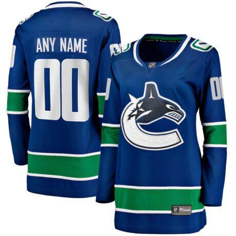 Vancouver Canucks Fashion7 Women's Breakaway Custom Jersey - Blue - Front View