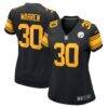 Jaylen Warren Pittsburgh Steelers Nike Women's Alternate Game Jersey - Black - Front View