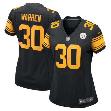 Jaylen Warren Pittsburgh Steelers Nike Women's Alternate Game Jersey - Black - Front View