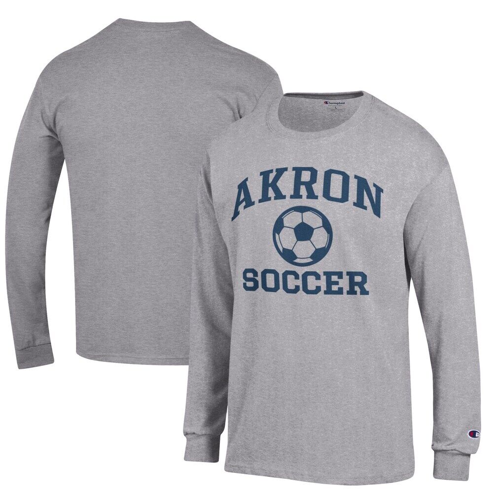 Akron Zips Champion Soccer Icon Long Sleeve T-Shirt - Heather Gray