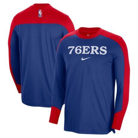 Philadelphia 76ers Nike 2024/25 Authentic Pre-Game Legend Long Sleeve Shooting Shirt - - Front View