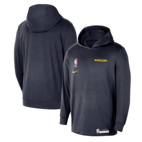 Golden State Warriors Nike 2024/25 On-Court Authentic Practice Yoga Restore Lightweight Pullover Hoodie - Navy - Front View