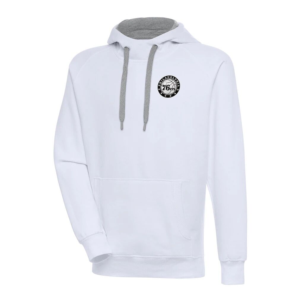 Philadelphia 76ers Antigua Metallic Logo Victory Pullover Hoodie