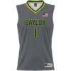 #1 Baylor Bears GameDay Greats Youth Lightweight Basketball Jersey - Gray - Side View