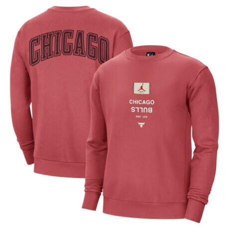 Chicago Bulls Jordan Brand Courtside Statement Edition Heavyweight Pullover Sweatshirt - Red - Front View