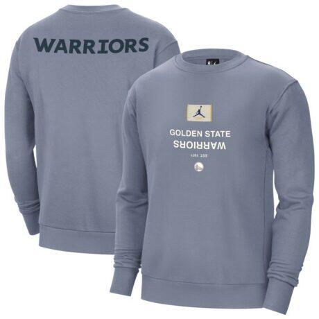 Golden State Warriors Jordan Brand Courtside Statement Edition Heavyweight Pullover Sweatshirt - Blue - Front View