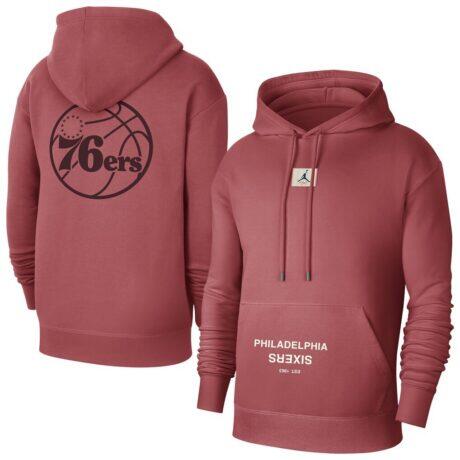 Philadelphia 76ers Jordan Brand Courtside Statement Edition Pullover Hoodie - Red - Front View