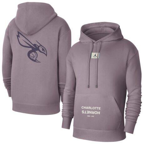 Charlotte Hornets Jordan Brand Courtside Statement Edition Pullover Hoodie - Purple - Front View