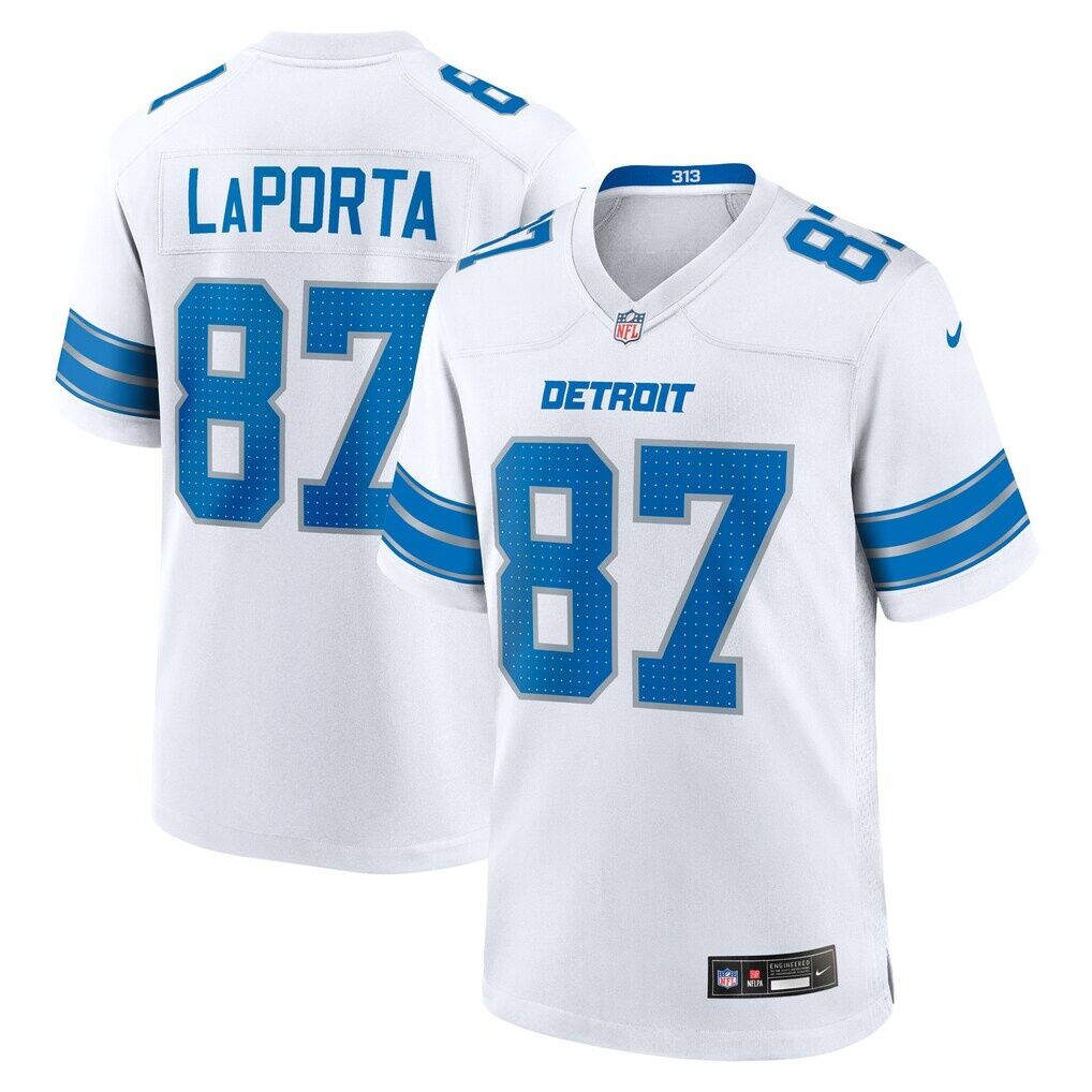 Sam LaPorta Detroit Lions Nike White Game Jersey