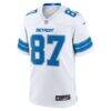 Sam LaPorta Detroit Lions Nike White Game Jersey - White - Side View