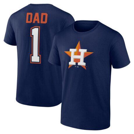 Houston Astros Father's Day #1 Dad T-Shirt - Navy - Front View