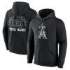 Los Angeles Angels Monochrome Personalized Name & Number Pullover Hoodie - Black - Front View