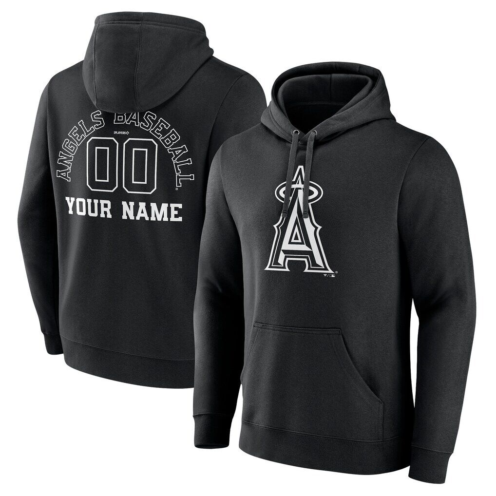Los Angeles Angels Monochrome Personalized Name & Number Pullover Hoodie