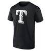 Texas Rangers Monochrome Personalized Name & Number T-Shirt - Black - Side View