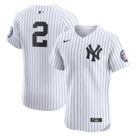Derek Jeter New York Yankees Nike Home 2020 Hall of Fame Induction Patch Elite Player Jersey - White - Front View