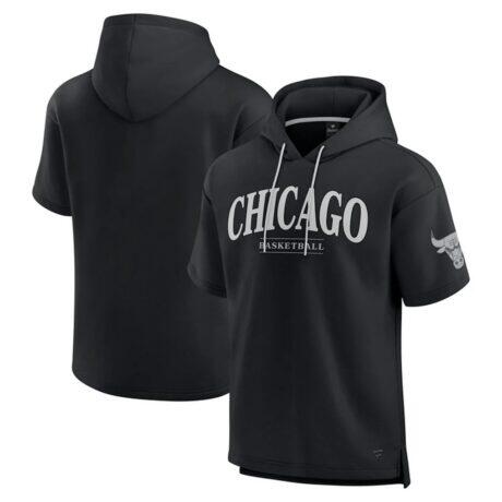 Chicago Bulls Fashion7 Elements Ready Short Sleeve Pullover Hoodie - Black - Front View