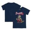 Atlanta Braves Tiny Turnip Toddler Triceratops T-Shirt - Navy - Front View