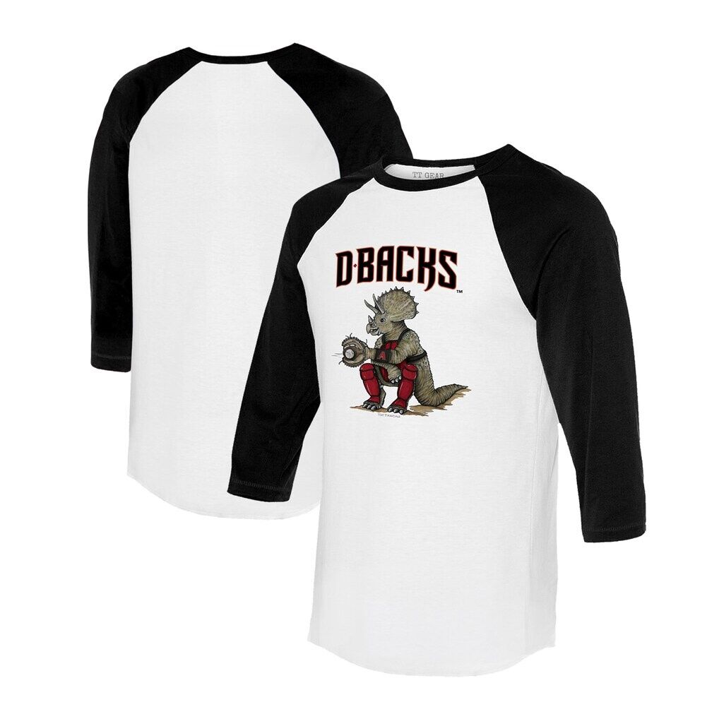 Arizona Diamondbacks Tiny Turnip Unisex Triceratops 3/4-Sleeve Raglan T-Shirt - White/Black