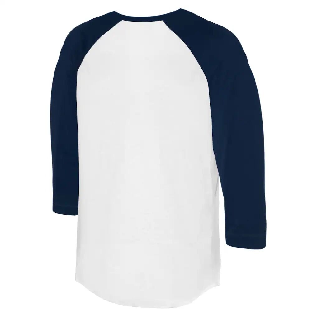 Atlanta Braves Tiny Turnip Unisex Triceratops 3/4-Sleeve Raglan T-Shirt - White/Navy