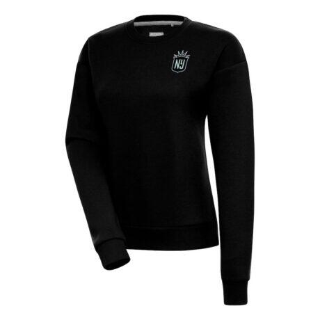 NJ/NY Gotham FC Antigua Women's Victory Crewneck Pullover Sweatshirt - Black - Front View