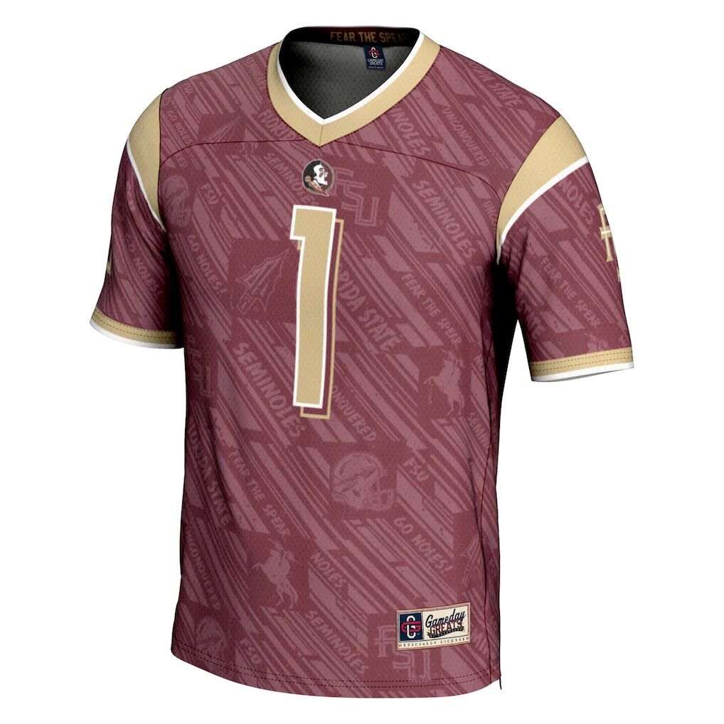 #1 Florida State Seminoles GameDay Greats Youth Highlight Print Football Fashion Jersey - Garnet