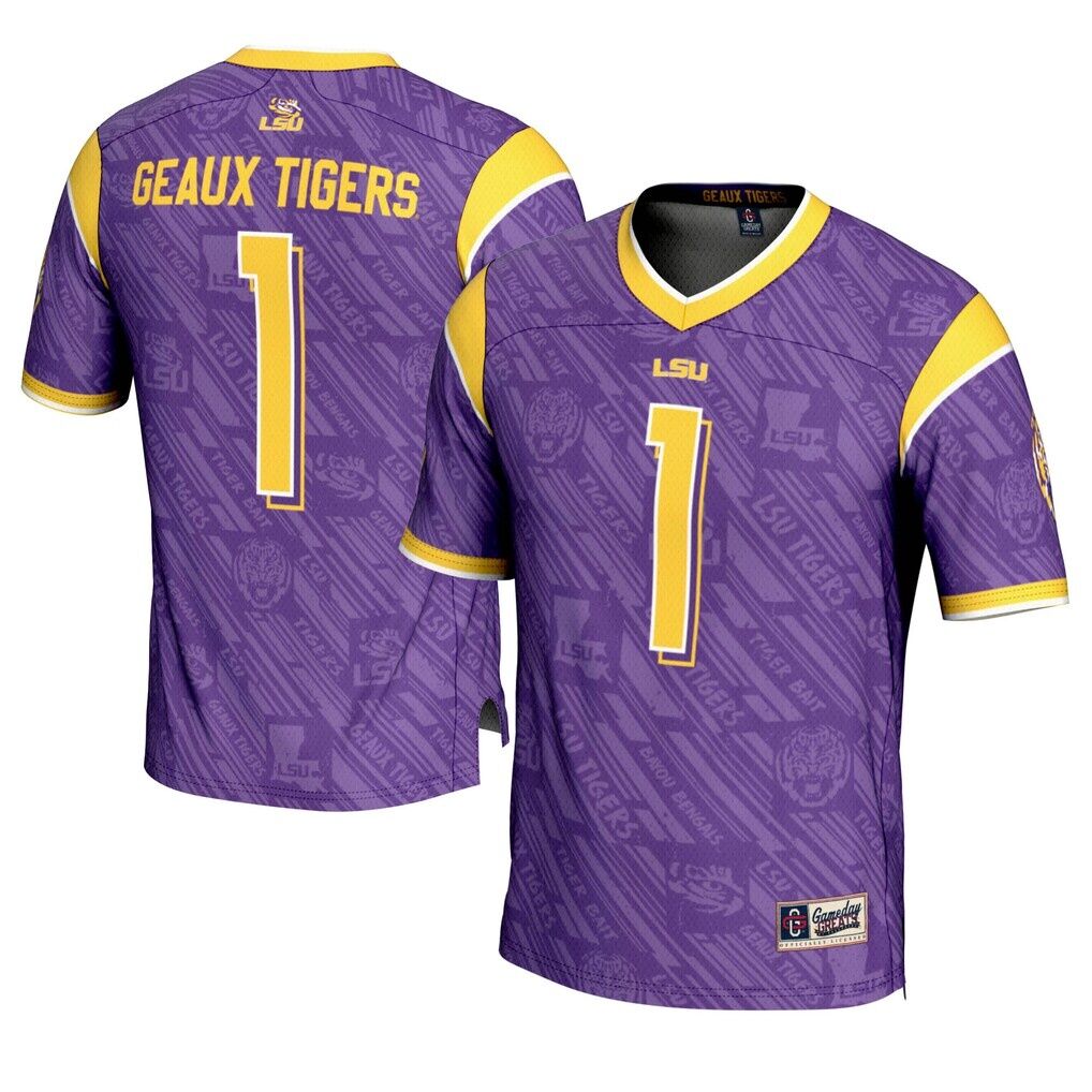 #1 LSU Tigers GameDay Greats Youth Highlight Print Football Fashion Jersey