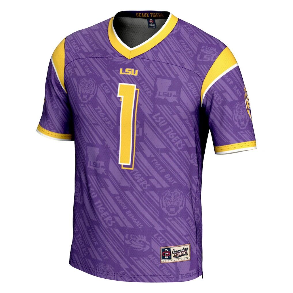 #1 LSU Tigers GameDay Greats Youth Highlight Print Football Fashion Jersey