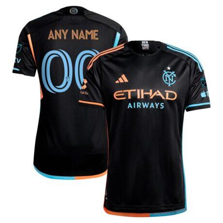 New York City FC adidas 2024 24/7 Kit Authentic Custom Jersey - Black - Front View