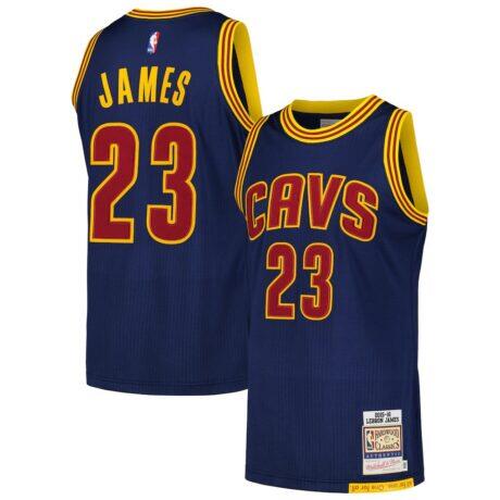 LeBron James Cleveland Cavaliers Mitchell & Ness 2015/16 Hardwood Classics Authentic Jersey - Navy - Front View