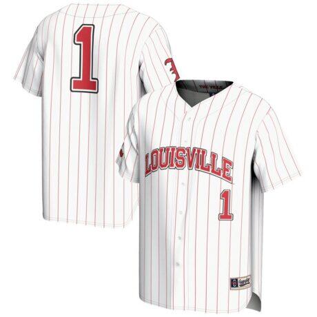 #1 Louisville Cardinals GameDay Greats Lightweight Baseball Fashion Jersey - White - Front View