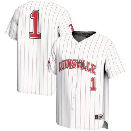 #1 Louisville Cardinals GameDay Greats Youth Lightweight Baseball Fashion Jersey - White - Front View