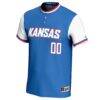 Kansas Jayhawks GameDay Greats Youth NIL Pick-A-Player Lightweight Softball Jersey - Royal - Side View