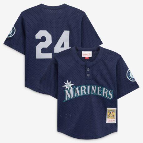 Ken Griffey Jr. Seattle Mariners Mitchell & Ness Preschool Cooperstown Collection Mesh Batting Practice Jersey - Navy - Front View