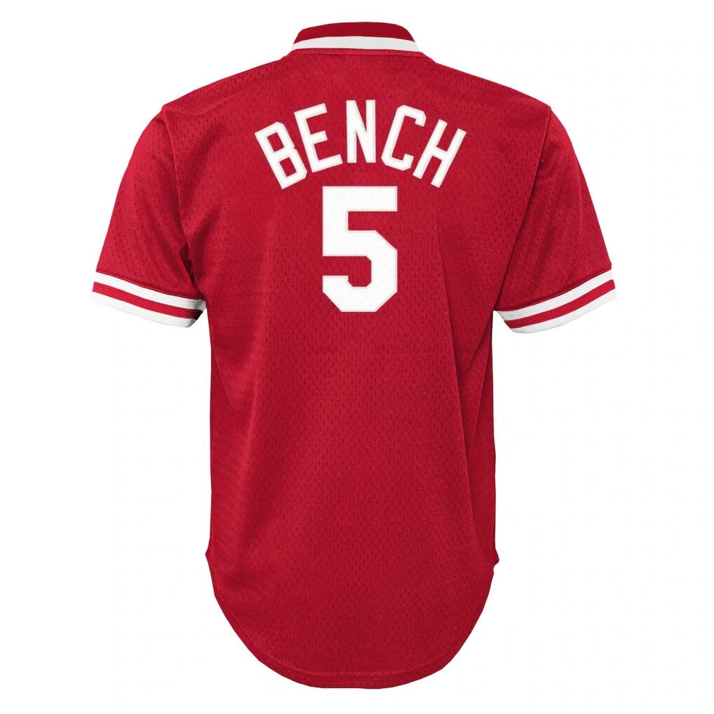 Johnny Bench Cincinnati Reds Mitchell & Ness Youth Cooperstown Collection Mesh Batting Practice Jersey